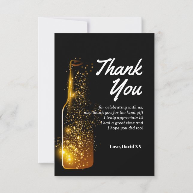 glitter, beer, wine, adult, thank you card (Front)