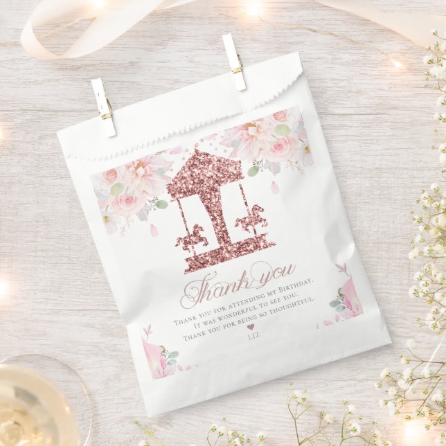 Glitter Birthday Carousel Personalised Favour Bags (Clipped)
