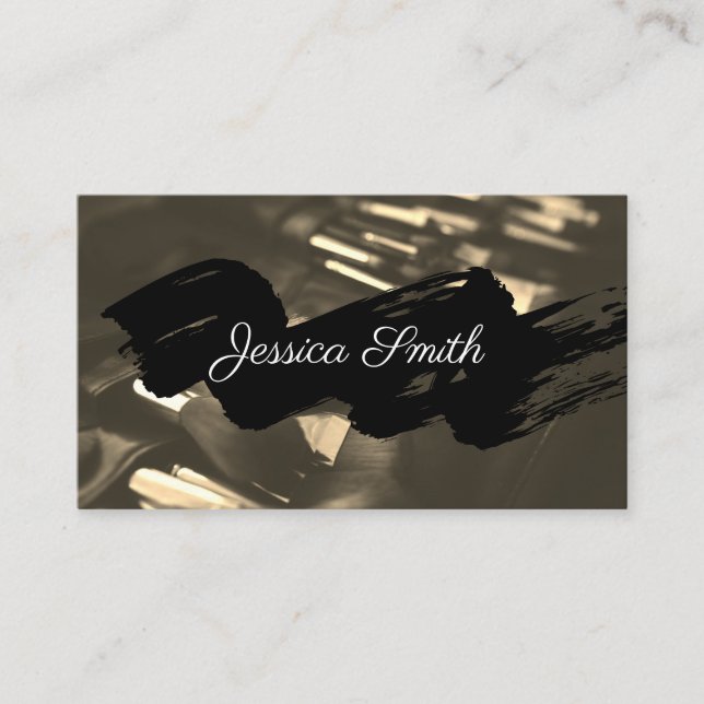 Glitter | Black Brushed | Makeup Brushes Business Card (Front)