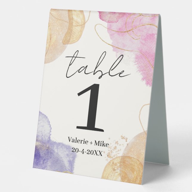 Glitter Black Calligraphy Table Numbers Wedding (Front)