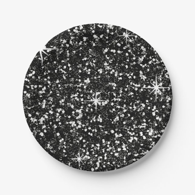 GLITTER | black Paper Plate (Front)
