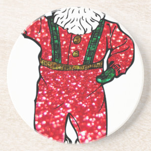 glitter black santa claus coaster