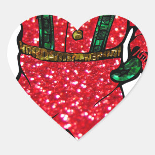 glitter black santa claus heart sticker