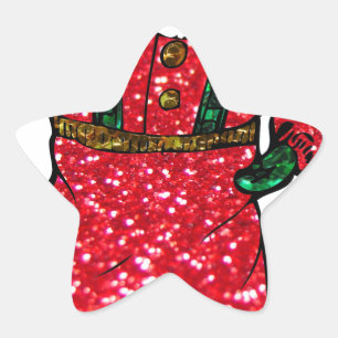 glitter black santa claus star sticker