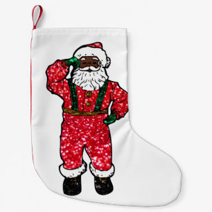 glitter black santa claus xmas stocking