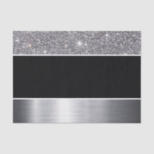 Glitter Black Silver Pattern Print Design Tissue Paper