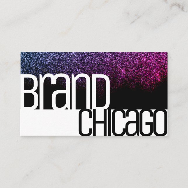 Glitter Black White Rainbow Sparkle Bold Font Glam Business Card (Front)