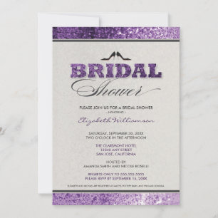 Glitter Bling Bridal Shower Invitation (purple)