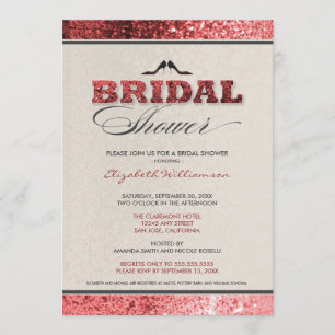 Glitter Bling Bridal Shower Invitation (red)