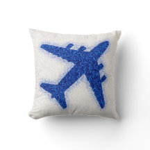 Glitter blue aeroplane square pillow