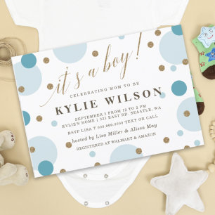 Glitter Blue Confetti Its a Boy Baby Shower  Invitation