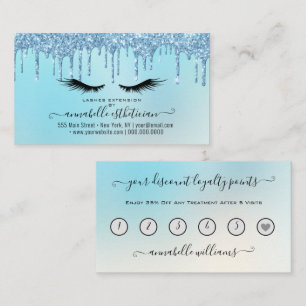 Glitter Blue Eyelash Extension Loyalty   Business  Business Card