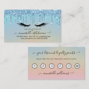 Glitter Blue Eyelash Extension Loyalty  Business Card