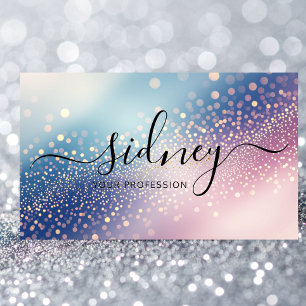 glitter blue pink background  business card