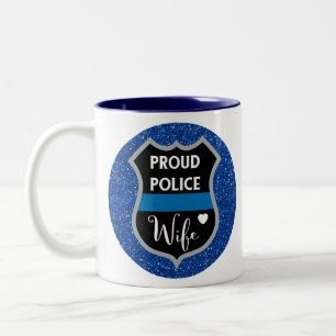 Glitter Blue Police Wife Support Coffee Mug