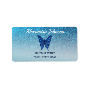 Glitter Blue Return Address Label