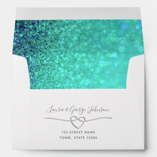 Glitter Blue Wedding Return Address 5x7 Envelope