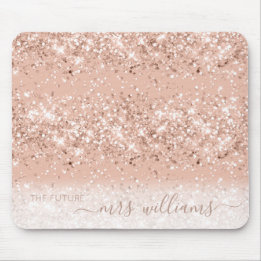 Glitter Blush Pink Rose Gold Future Mrs Bride Mouse Mat