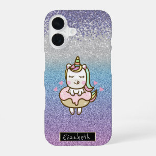 Glitter Bokeh Ombre,Violet Diamonds,Unicorn Doughn iPhone 16 Case