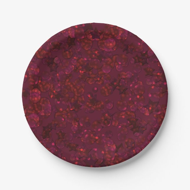 Glitter bokeh sparkle print paper plate (Front)