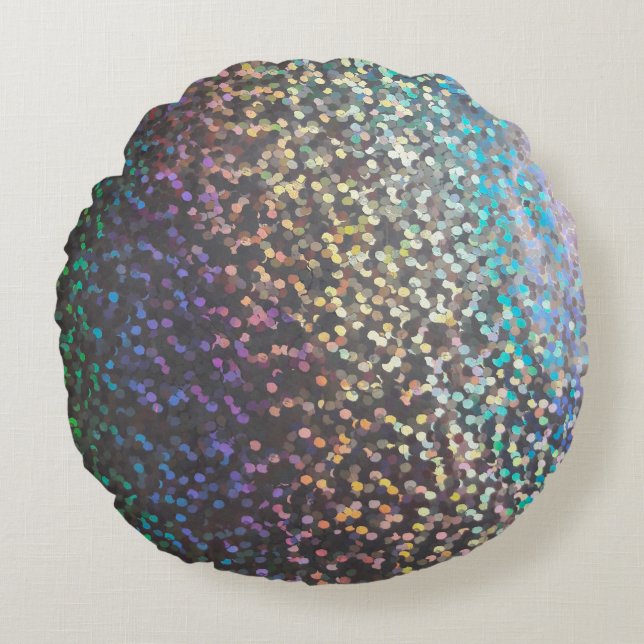 Glitter bokeh sparkle print round cushion (Front)