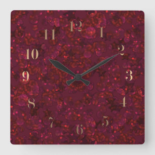 Glitter bokeh sparkle print square wall clock