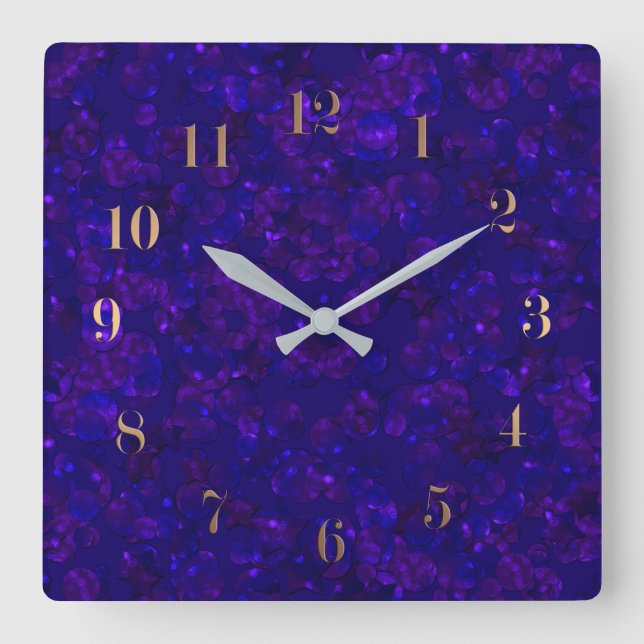 Glitter bokeh sparkle print square wall clock (Front)