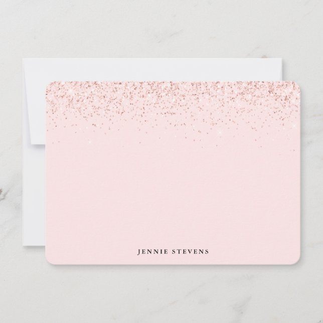 Glitter Border, Blush Pink Personalised Card (Front)