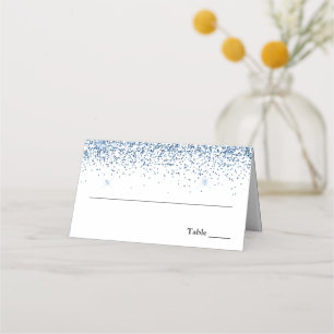 Glitter Border, Navy Blue and White Personalised Place Card