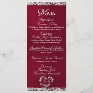 Glitter Border on Burgundy Wedding Menu