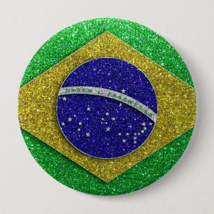 Glitter Brazilian Flag of Brazil Fashion Bling 10 Cm Round Badge