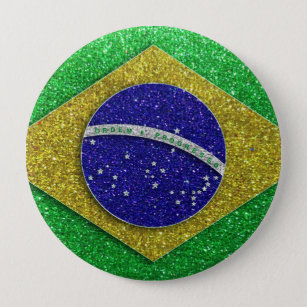 Glitter Brazilian Flag of Brazil Fashion Bling 10 Cm Round Badge