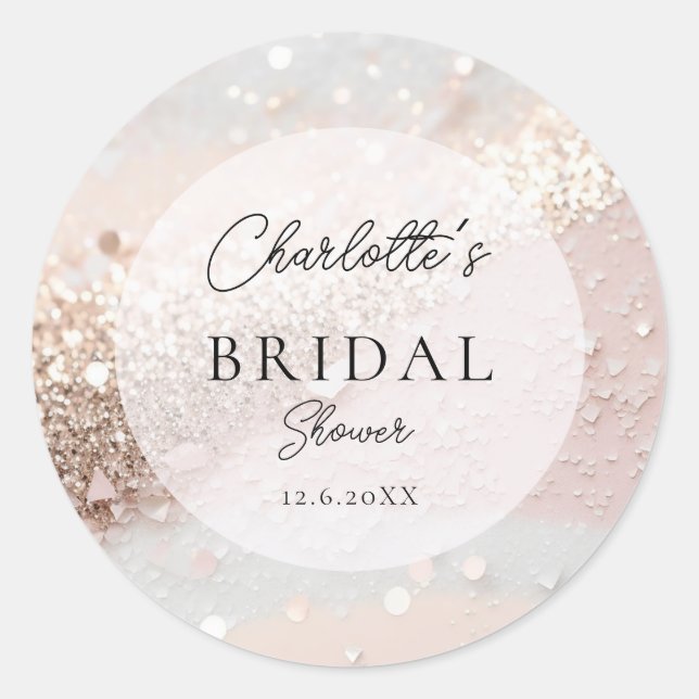 Glitter Bridal Shower   Classic Round Sticker (Front)