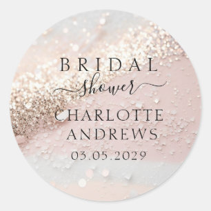Glitter Bridal Shower   Classic Round Sticker
