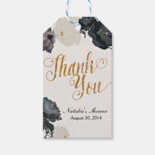 Glitter Bridal Shower Favour Tags, Elegant Floral Gift Tags