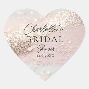 Glitter Bridal Shower Heart Sticker
