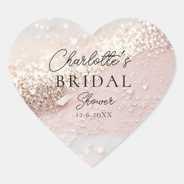 Glitter Bridal Shower   Heart Sticker (Front)