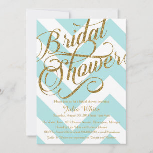 Glitter Bridal Shower Invitation Chevron