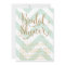 Glitter Bridal Shower Invitation Mint Gold Chevron