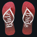 Glitter Bride Beach Wedding Summer Honeymoon Flip  Flip Flops<br><div class="desc">Faux glitter design is beautiful and perfect for a summer beach honeymoon getaway. Bold white text reads "Bride" on both sandals. Available in several sparkly colours.</div>