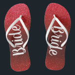 Glitter Bride Beach Wedding Summer Honeymoon Flip  Flip Flops<br><div class="desc">Faux glitter design is beautiful and perfect for a summer beach honeymoon getaway. Bold white text reads "Bride" on both sandals. Available in several sparkly colours.</div>