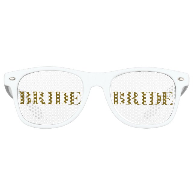 Glitter Bride Gold Retro Sunglasses (Front)