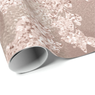 Glitter Bride Marble Blush Rose Silver Stone Glam Wrapping Paper