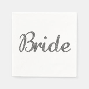 Glitter Bride Silver Napkin