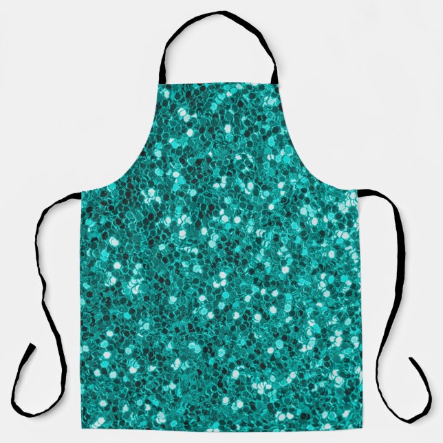 Glitter bright turquoise texture apron (Front)