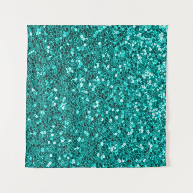Glitter bright turquoise texture tapestry (Front)