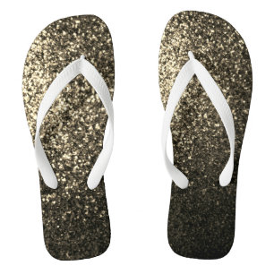 Glitter bronze flip flops