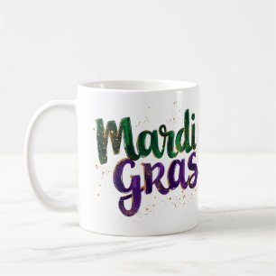 Glitter Brushstroke Mardi Gras Coffee Mug