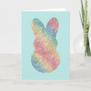 Glitter Bunny Hoppy Easter Holiday Card