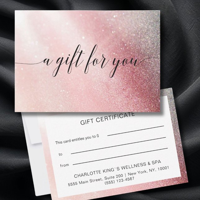 GLITTER BUSINESS  CERTIFICATE gift for you (GLITTER BUSINESS CERTIFICATE gift for you pink silver)